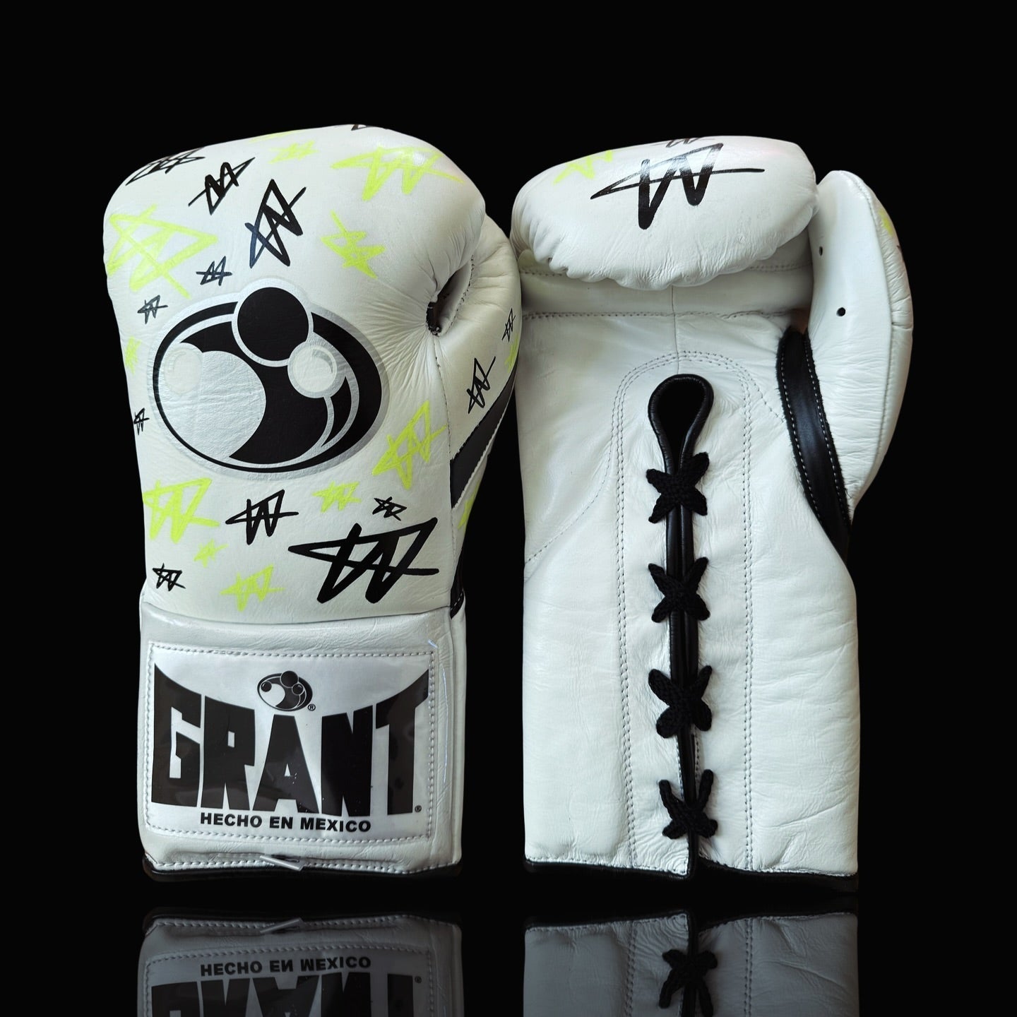 Grant Boxing Gloves White/Black/Yellow Custom