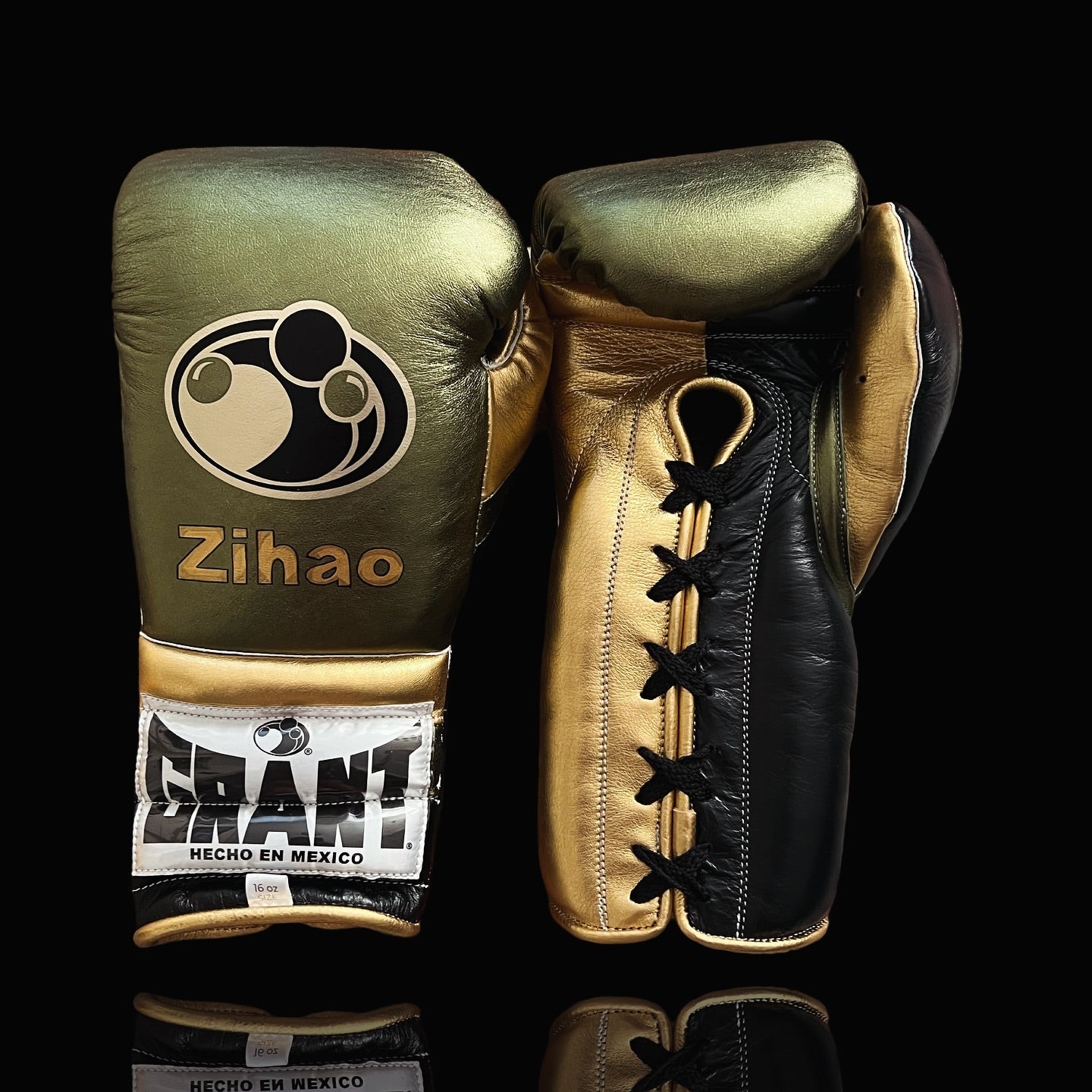 Grant Boxing Gloves Green/Black/Gold Leather