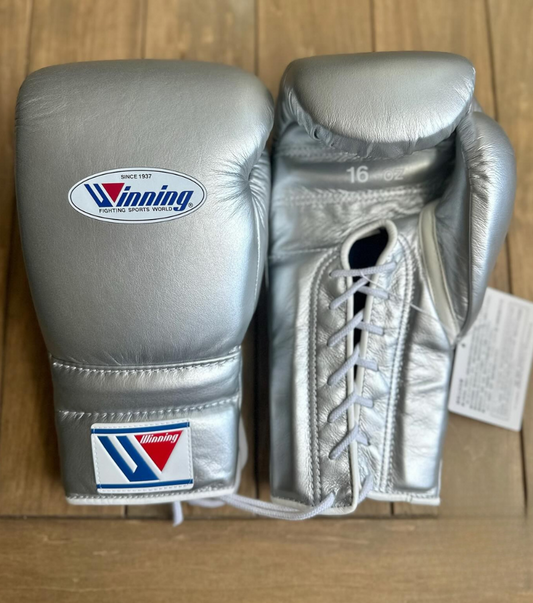 Winning Boxing Gloves Silver Leather
