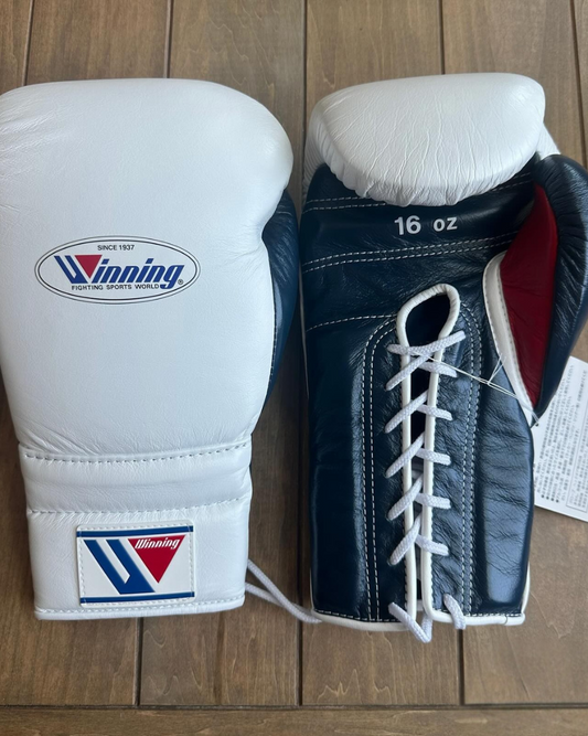 Winning Boxing Gloves White/Blue/Red Fitness Boxing