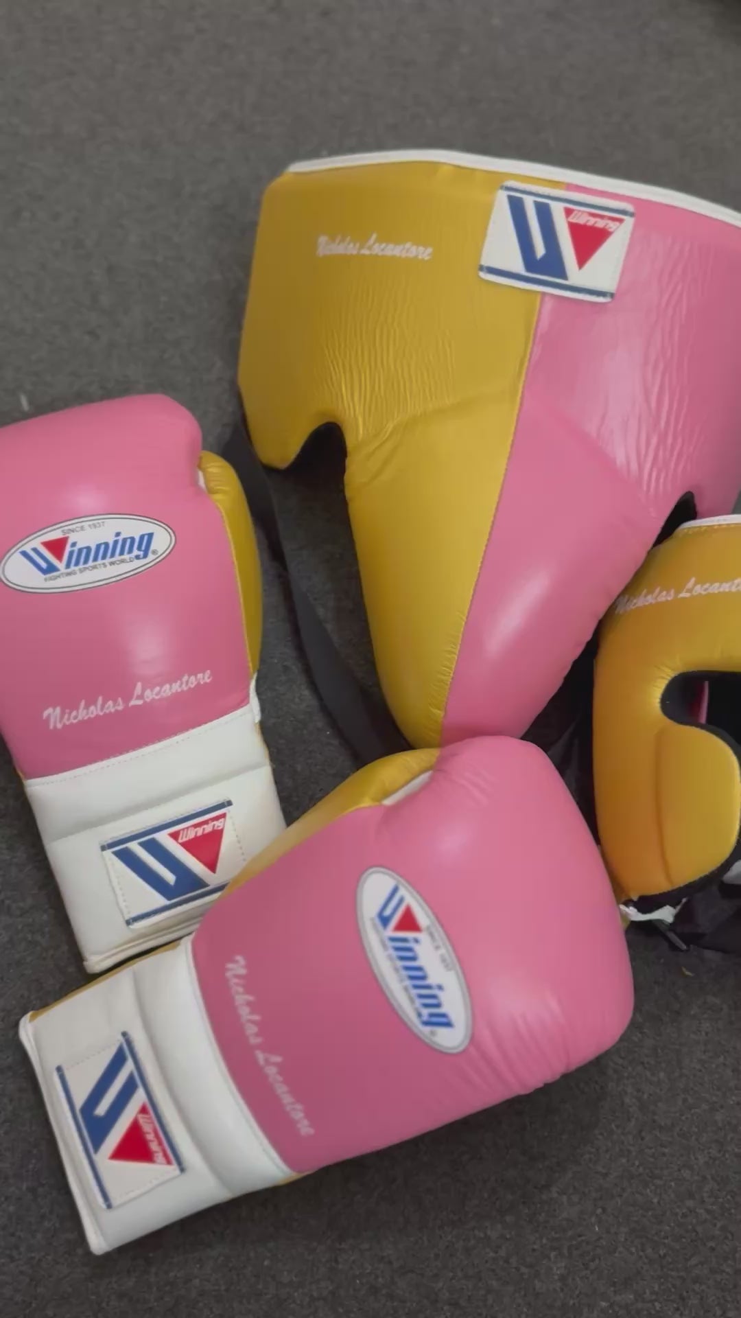 Winning Boxing Gloves Set Pink/White/Gold Boxing Training