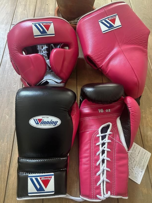 Winning Boxing Gloves Set Black/Pink Fitness Boxing