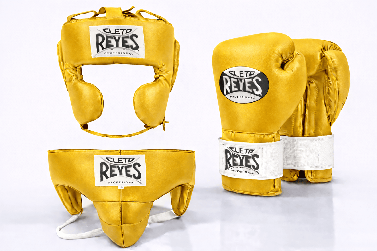 Cleto Reyes Boxing Set Gold/White Velcro Gloves