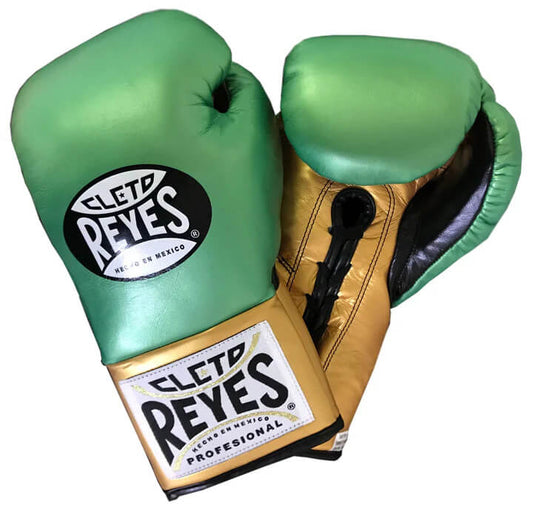 Cleto Reyes Boxing Gloves Green/Gold Leather