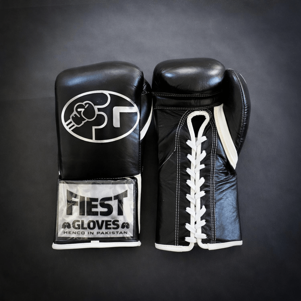 Fiest Winning Style Boxing Gloves Black/White Lace-Up 16oz
