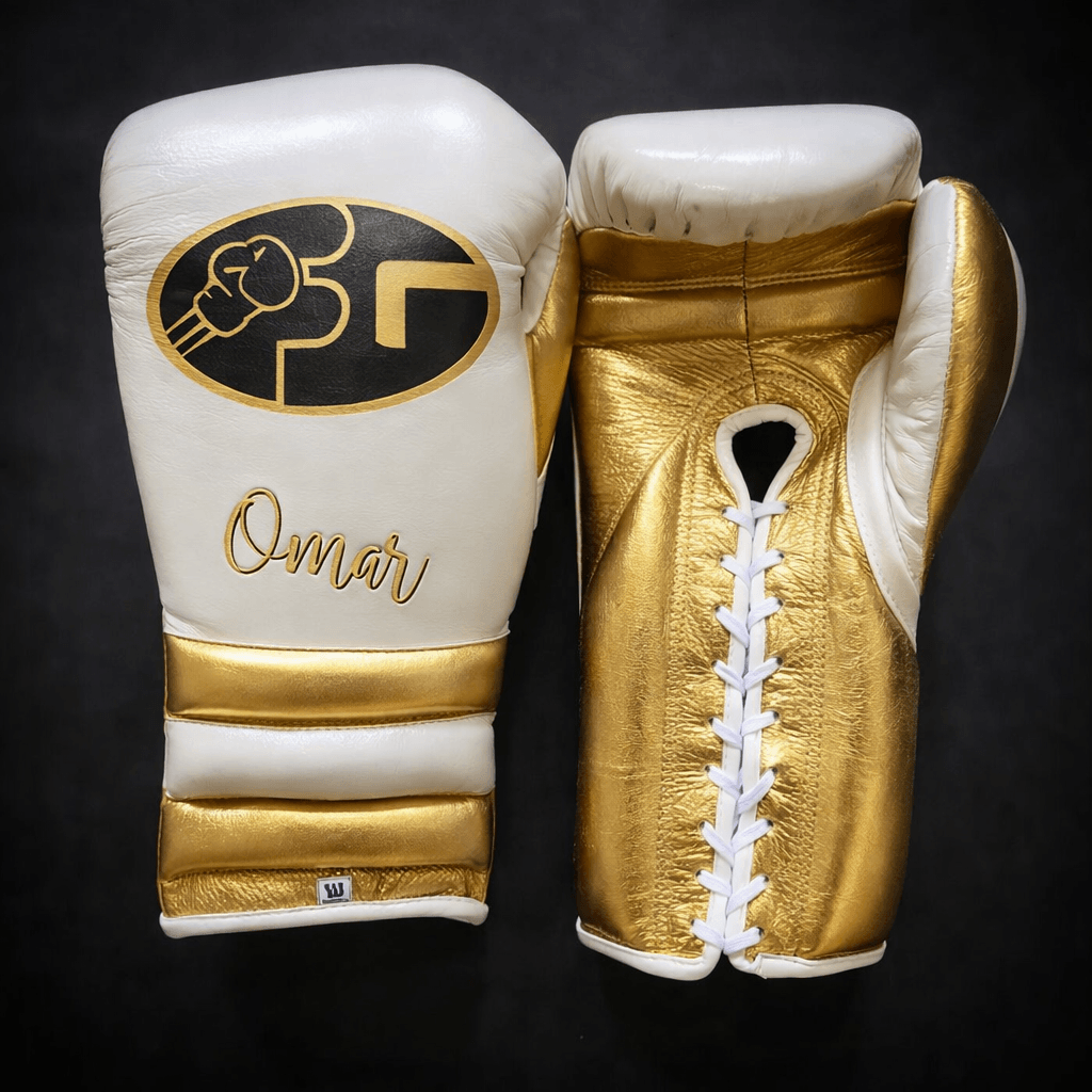 Fiest Winning Style Boxing Gloves White/Gold Lace-Up