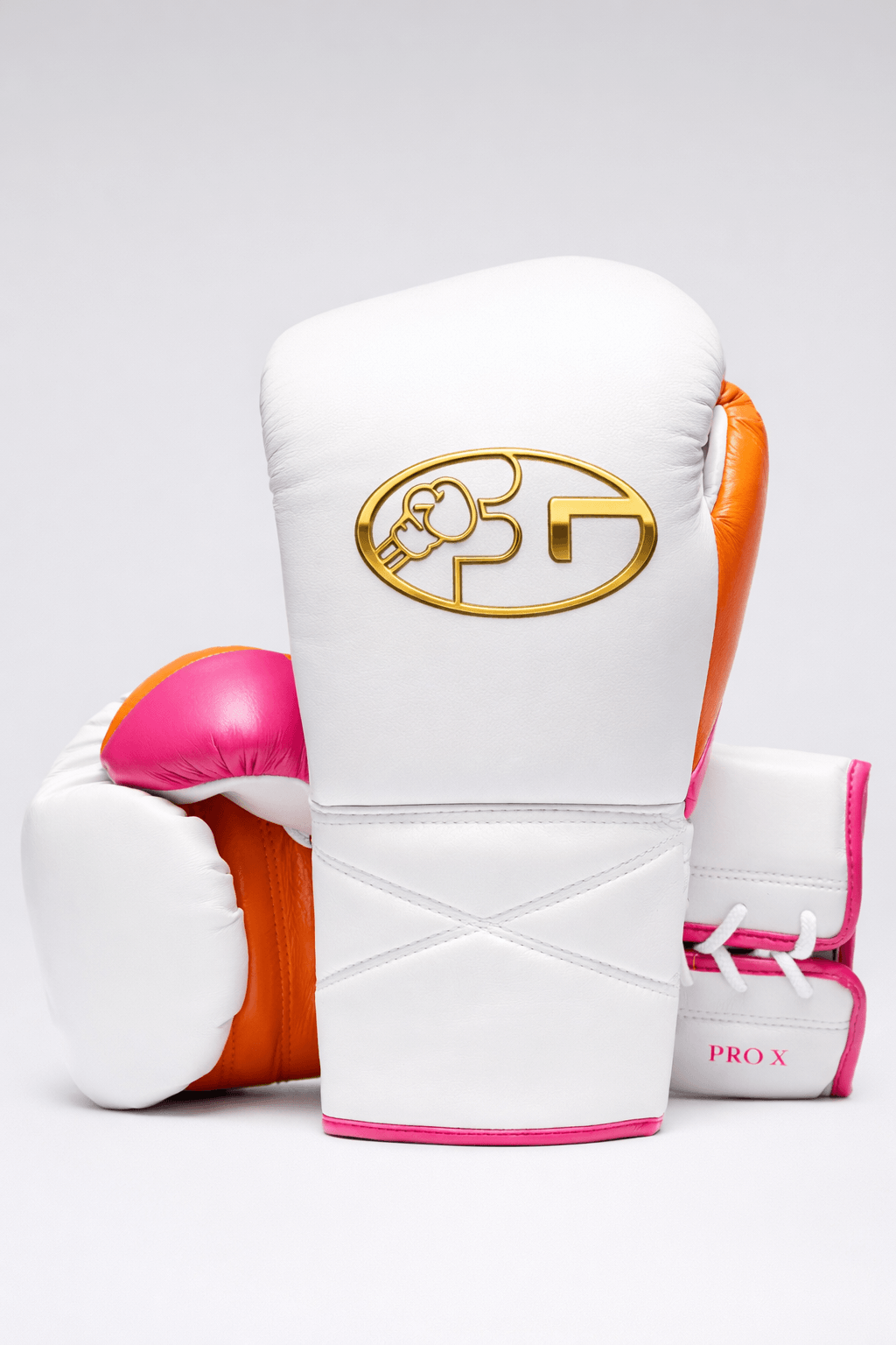 Fiest Winning Style Boxing Gloves White/Pink/Orange Lace-Up Training