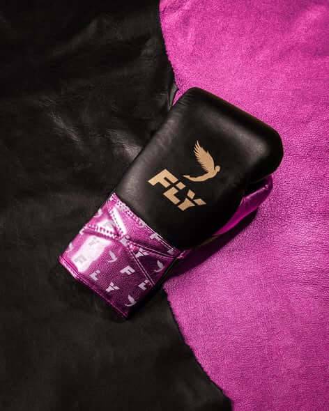 Fly Boxing Gloves Black/Purple Lace-Up 16oz