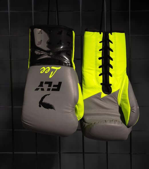 Fly Boxing Gloves Grey/Parrot/Black Lace-Up 14oz