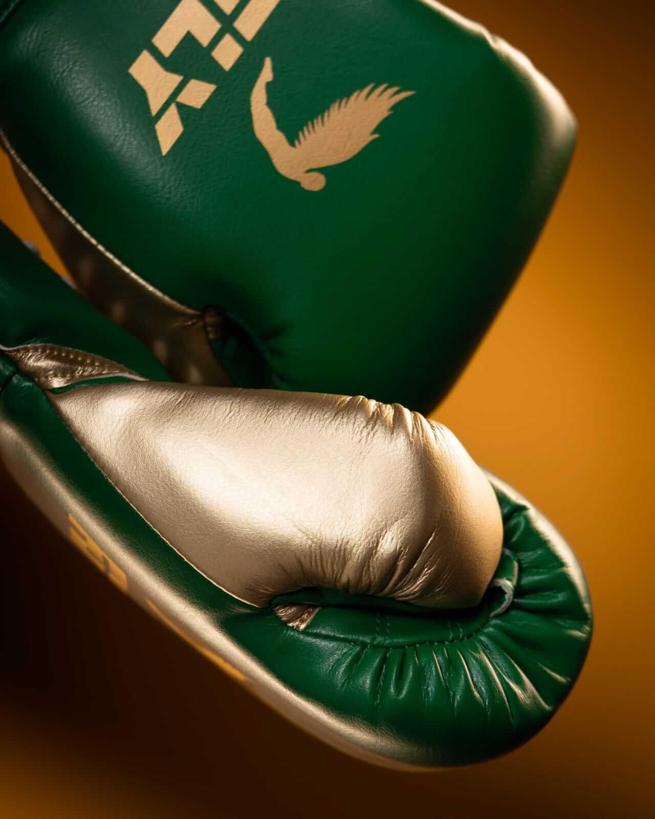 Fly Boxing Gloves Green/Gold Lace-Up Training