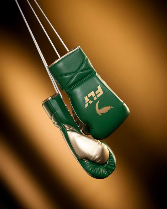 Fly Boxing Gloves Green/Gold Lace-Up Training