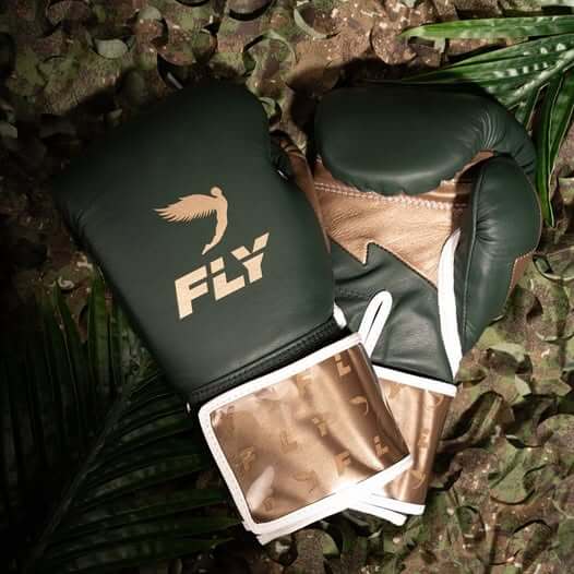 Fly Boxing Gloves Green/Brown/White Competition