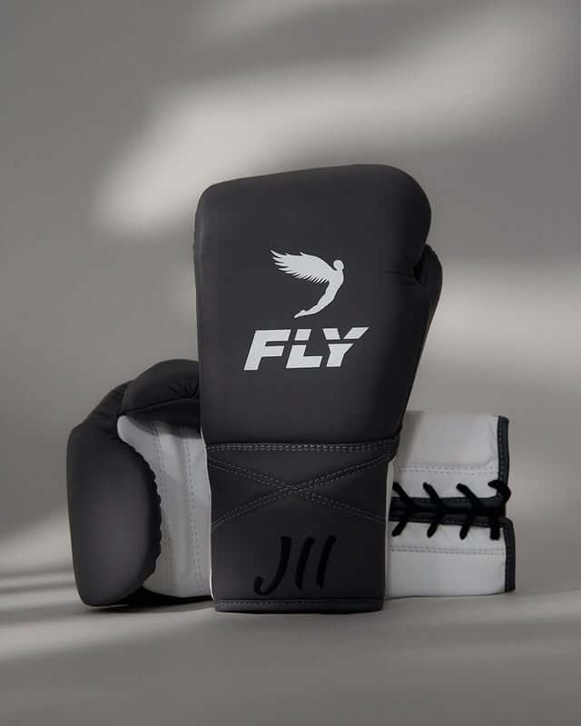 Fly Boxing Gloves Dark-Grey/White Lace-Up