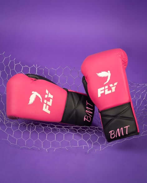 Fly Boxing Gloves Pink/Black Customizable