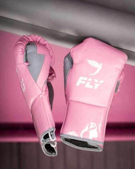 Fly Boxing Gloves Pink/Grey Custom