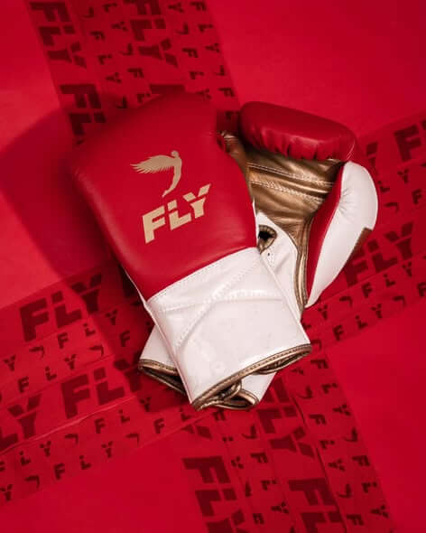 Fly Boxing Gloves Red/White/Brown Custom Fit