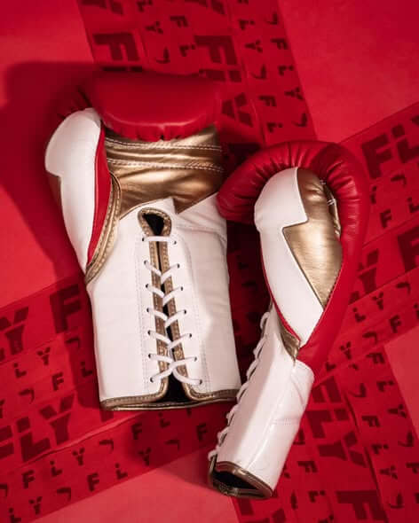 Fly Boxing Gloves Red/White/Brown Custom Fit
