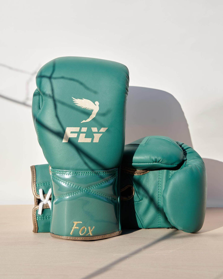 Fly Boxing Gloves Teal/Gold Customizable