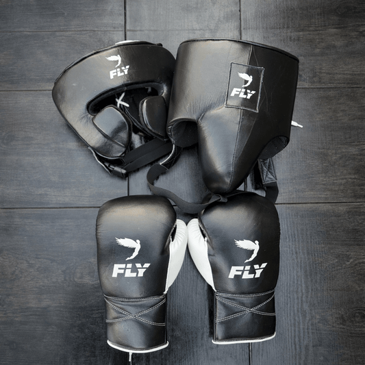 Fly Boxing Set Black/White Leather