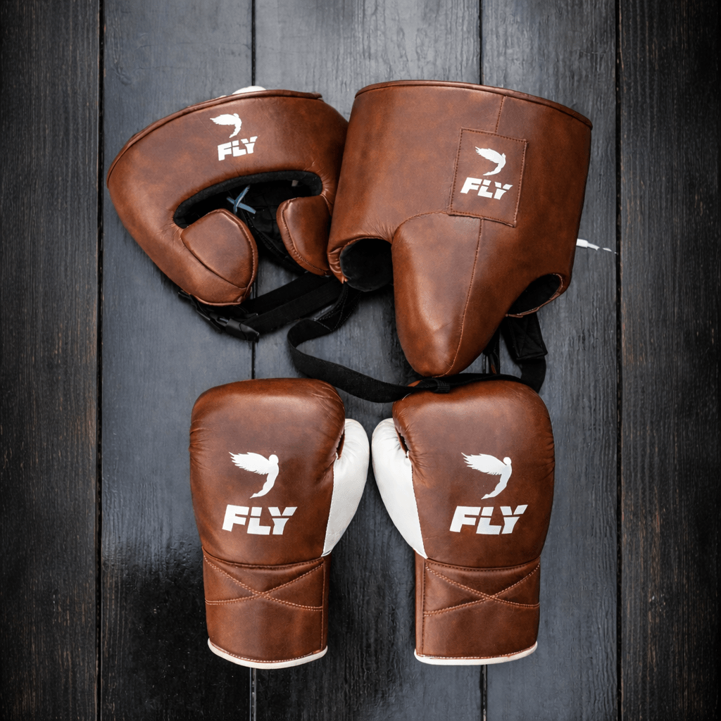 Fly Boxing Set Brown/White Premium Leather