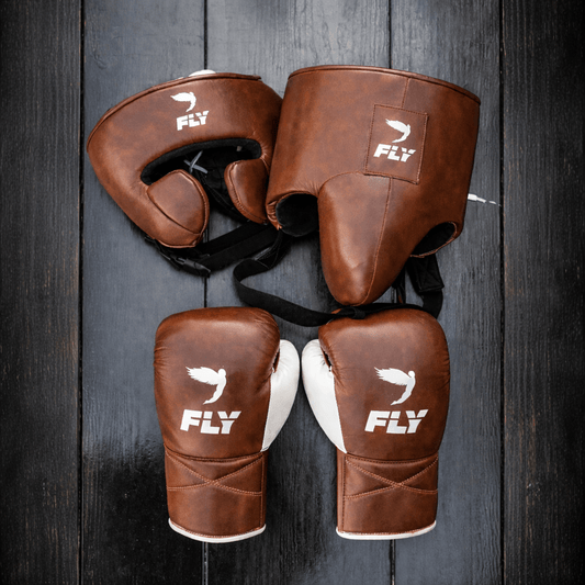 Fly Boxing Set Brown/White Premium Leather