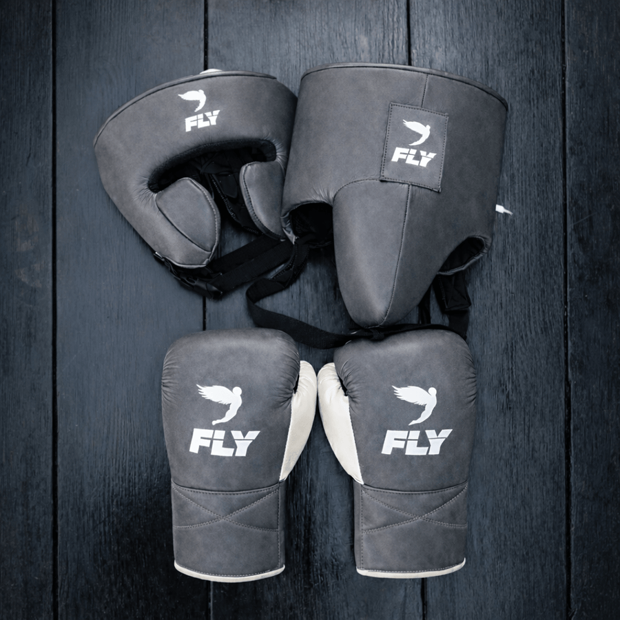 Fly Boxing Set Dark-Grey/White Leather