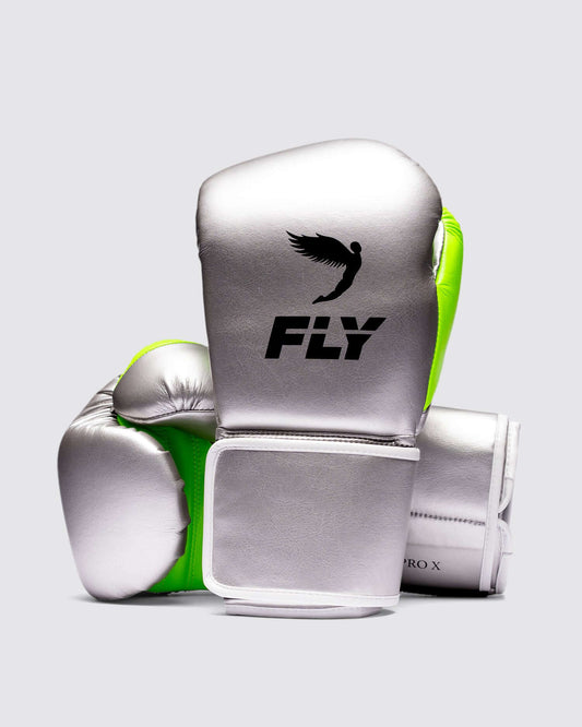 Fly Boxing Gloves Silver/Parrot Velcro Training