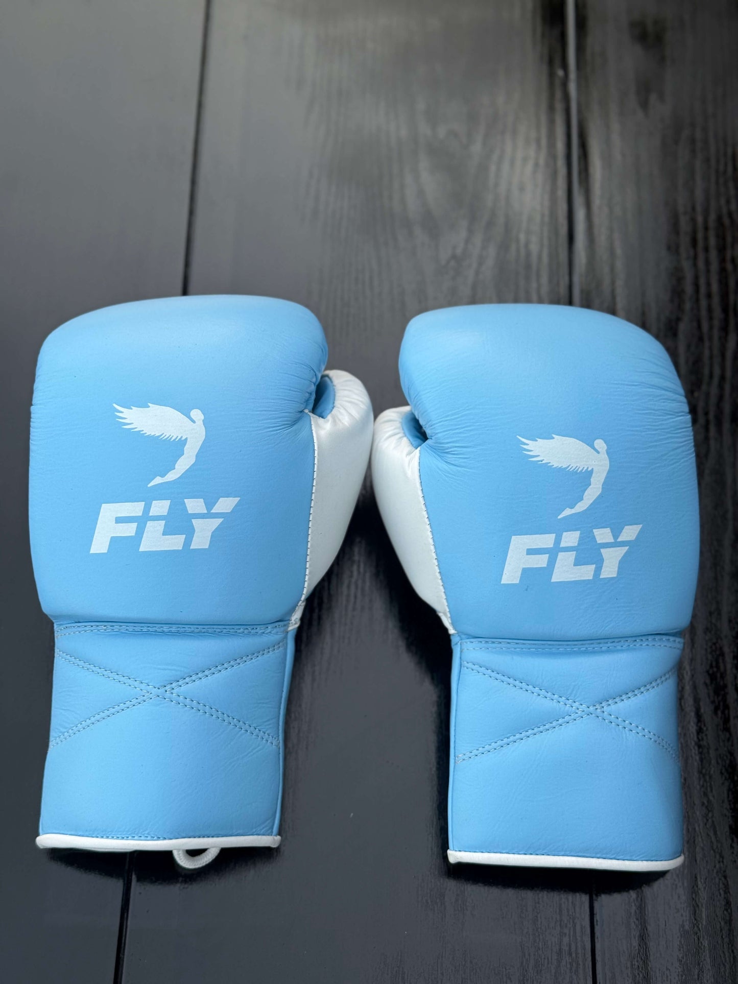 Fly Boxing Gloves Sky-Blue/White Lace-Up Training