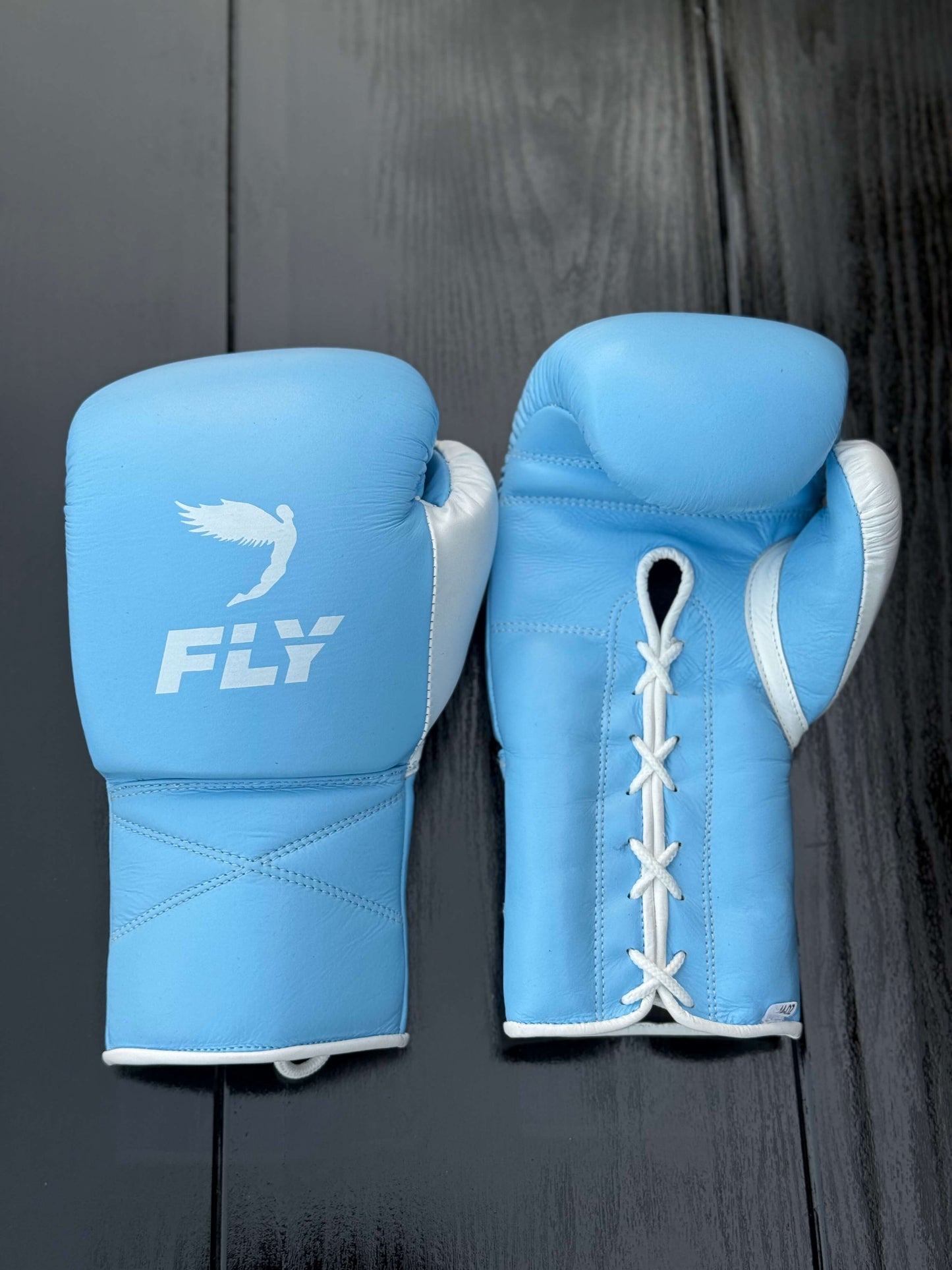 Fly Boxing Gloves Sky-Blue/White Lace-Up Training