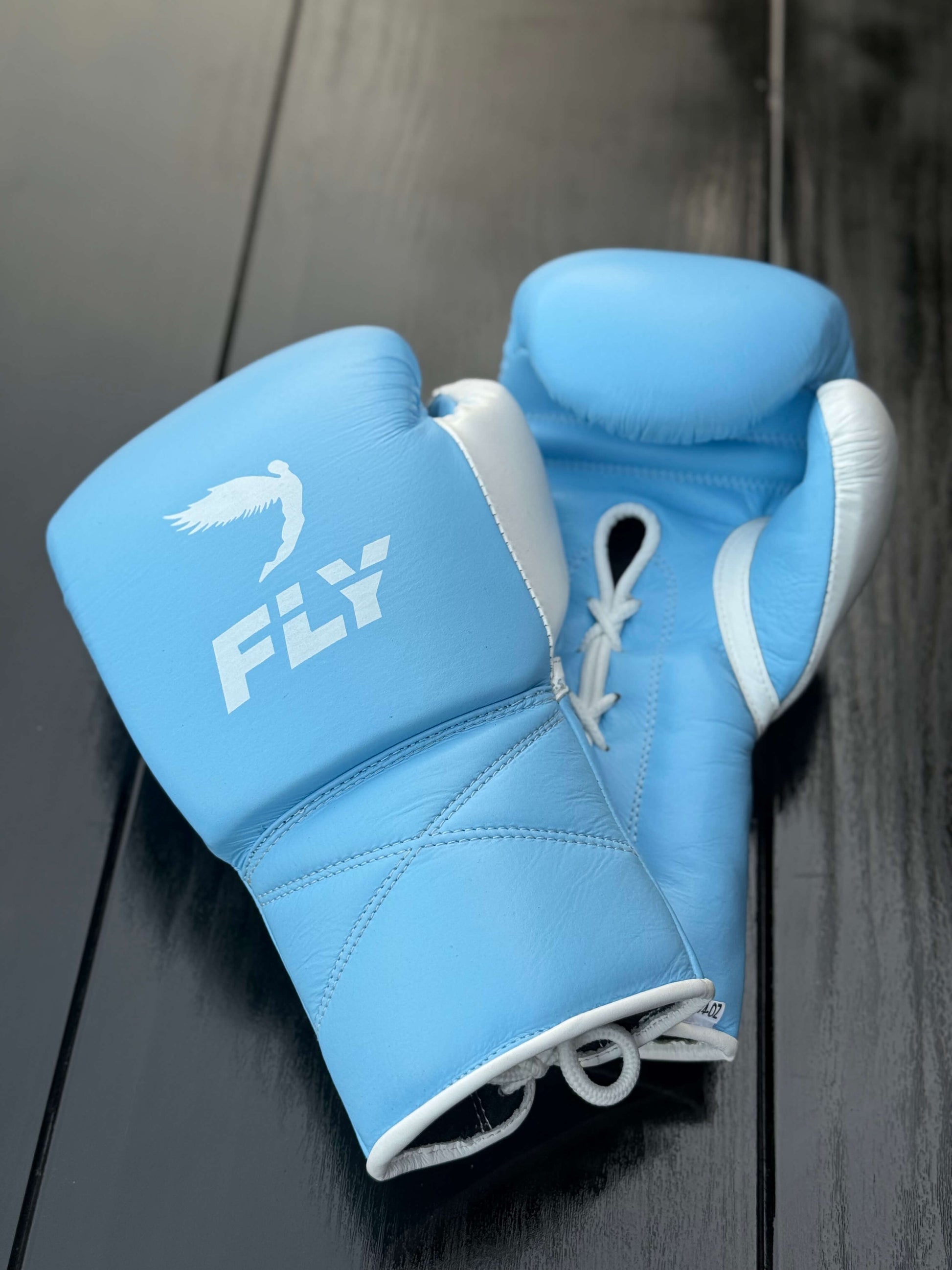 Fly Boxing Gloves Sky-Blue/White Lace-Up Training