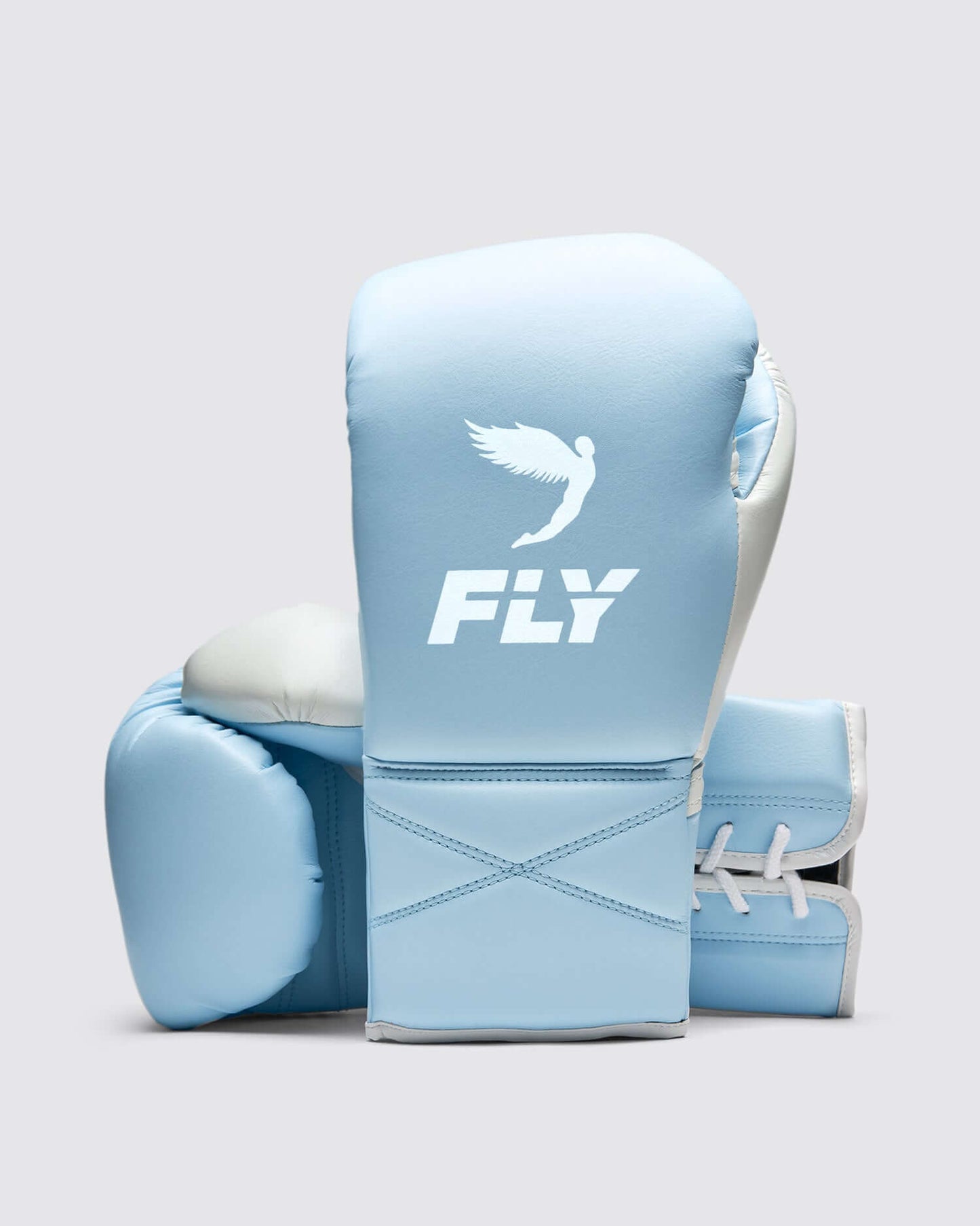 Fly Boxing Gloves Sky-Blue/White Lace-Up Training