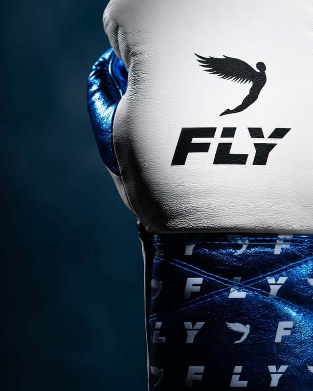 Fly Boxing Gloves White/Blue Boxing Training