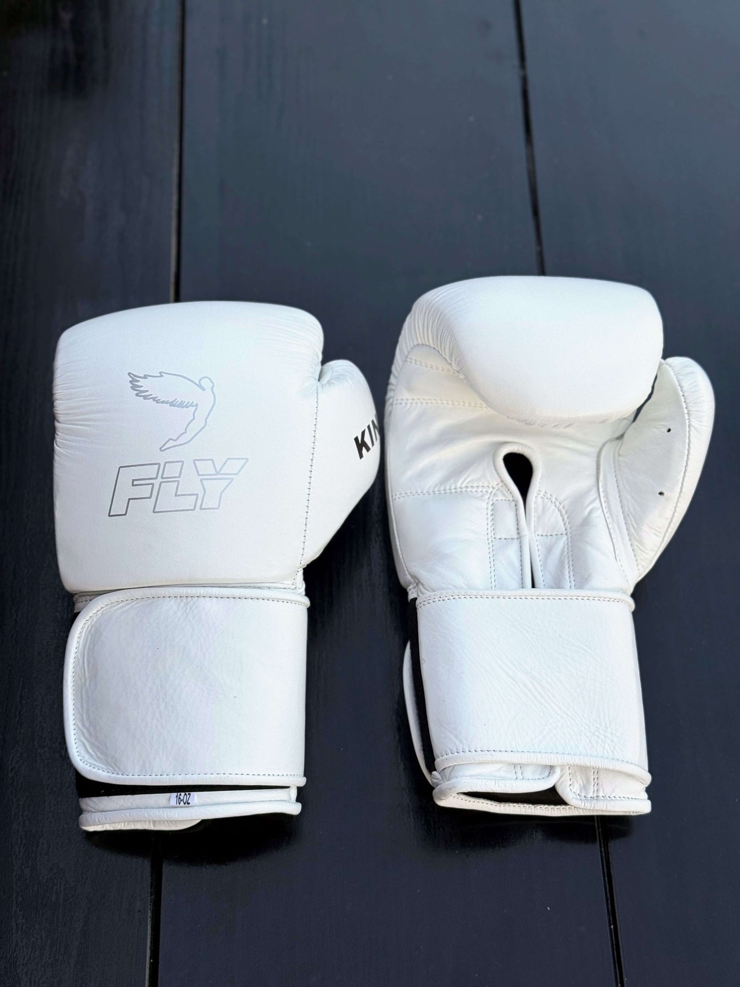 Fly Boxing Gloves White Velcro 14oz
