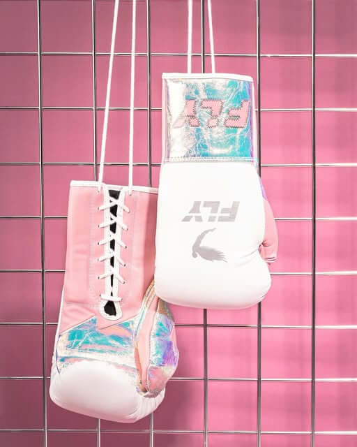 Fly Boxing Gloves White/Pink Sparring