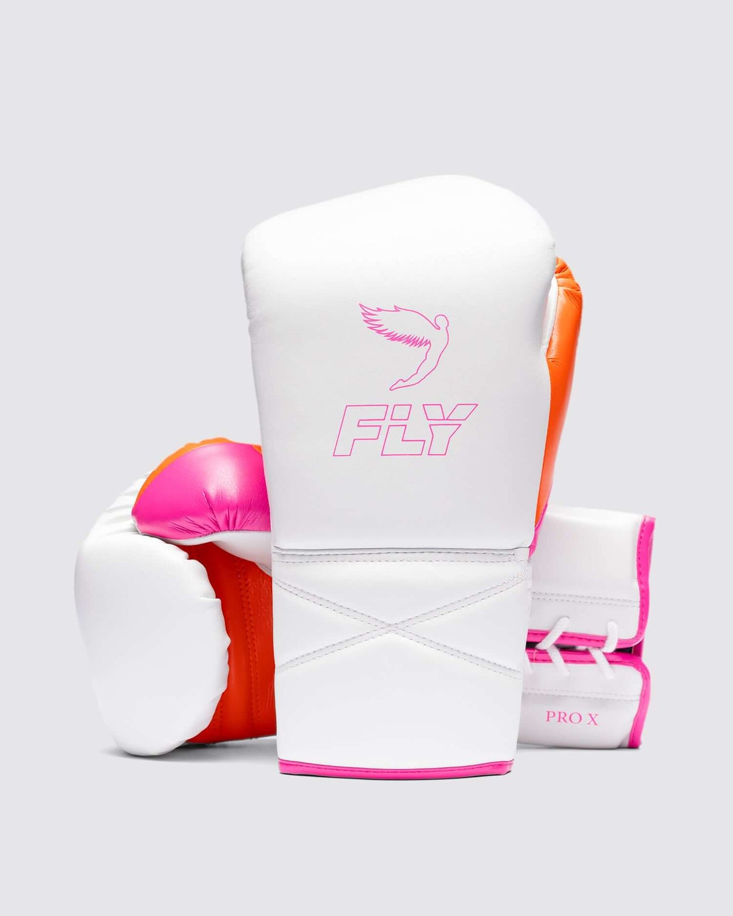 Fly Boxing Gloves White/Pink/Orange Custom Fit