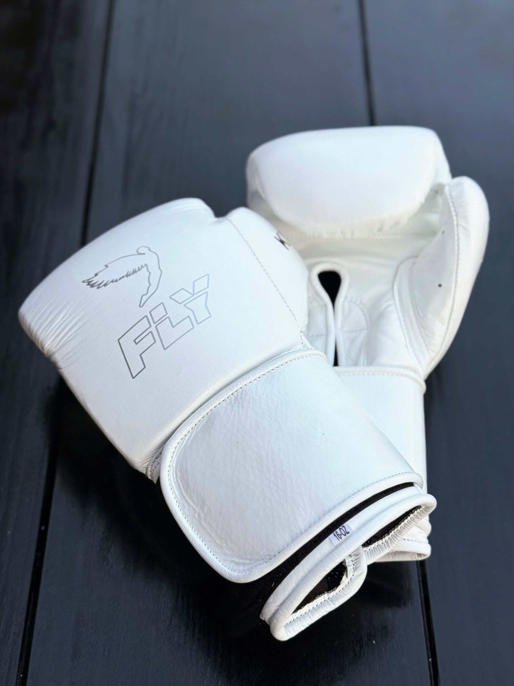 Fly Boxing Gloves White Velcro 14oz