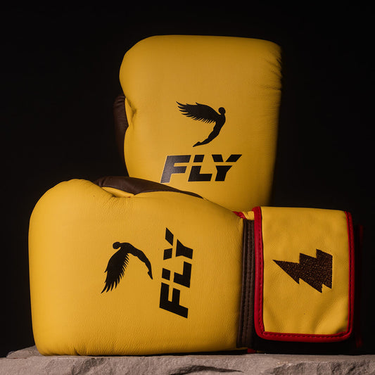 Fly Boxing Gloves Yellow/Brown/Red Training