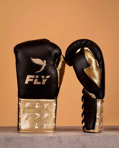 Fly Boxing Gloves Black/Gold Leather