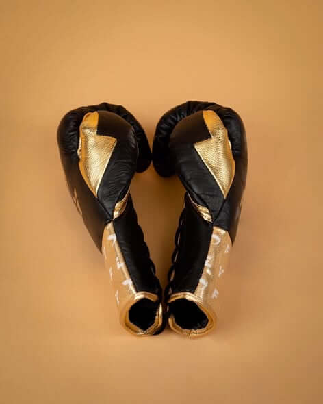 Fly Boxing Gloves Black/Gold Leather