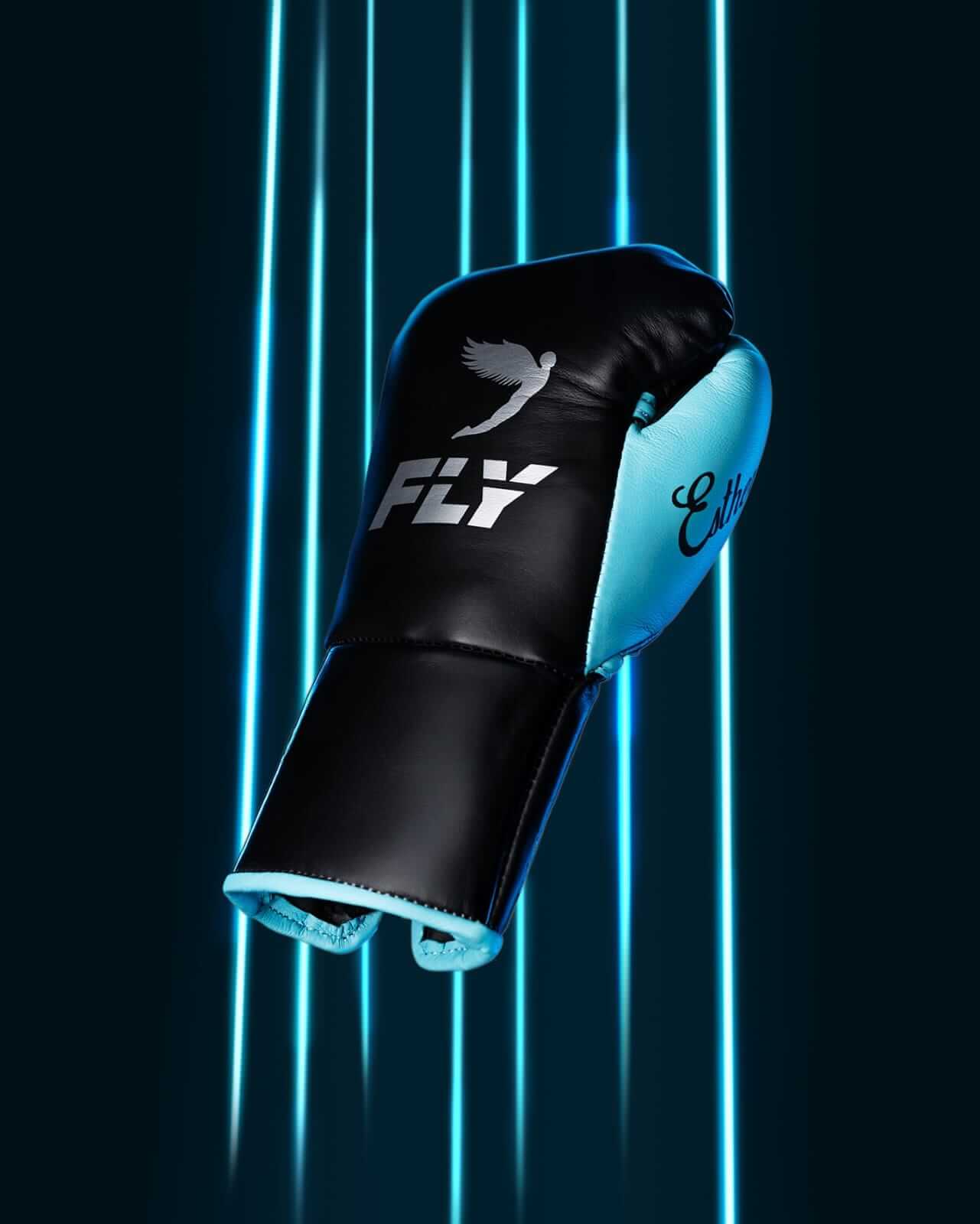 Fly Boxing Gloves Black/Blue Lace-Up