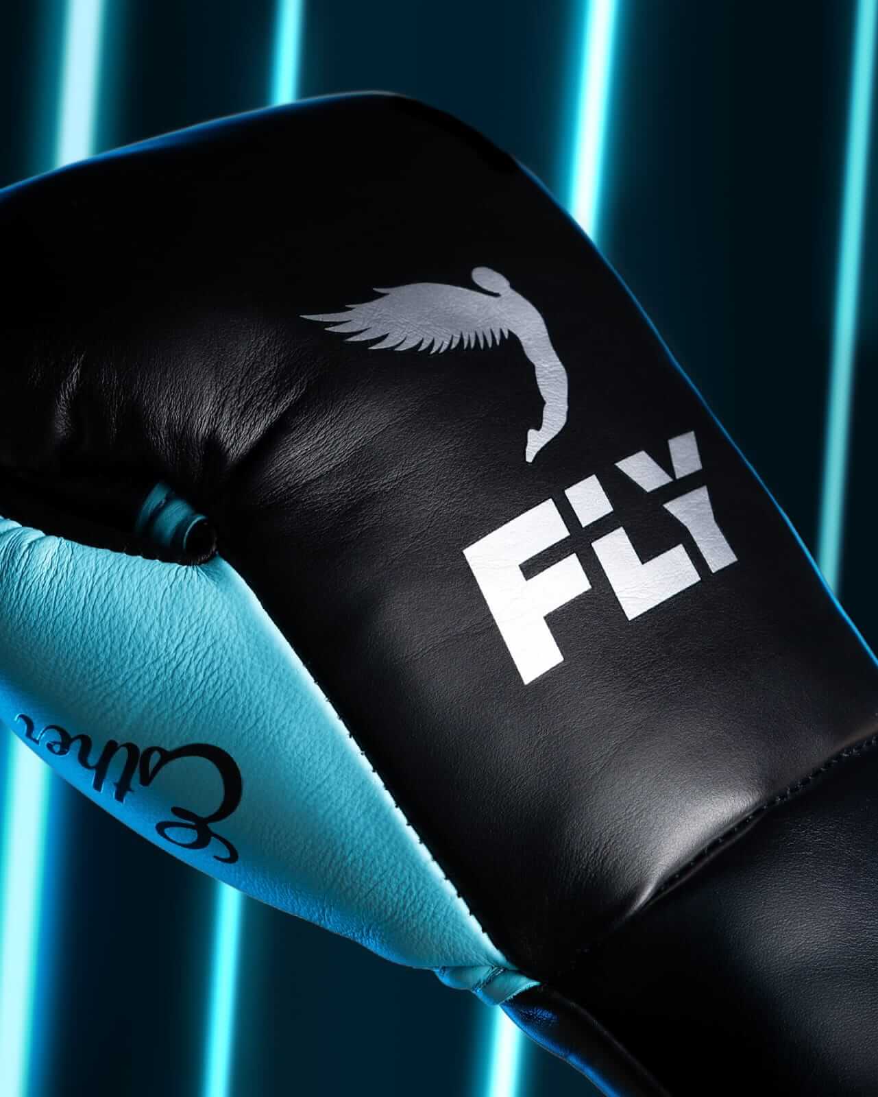 Fly Boxing Gloves Black/Blue Lace-Up