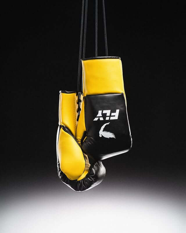 Fly Boxing Gloves Black/Yellow Leather