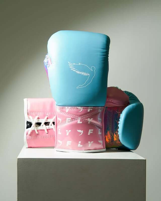 Fly Boxing Gloves Blue/Pink Lace-Up Training