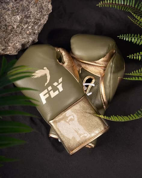 Fly Boxing Gloves Light-Green/Gold Leather