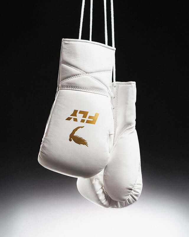 Fly Boxing Gloves White/Gold Custom