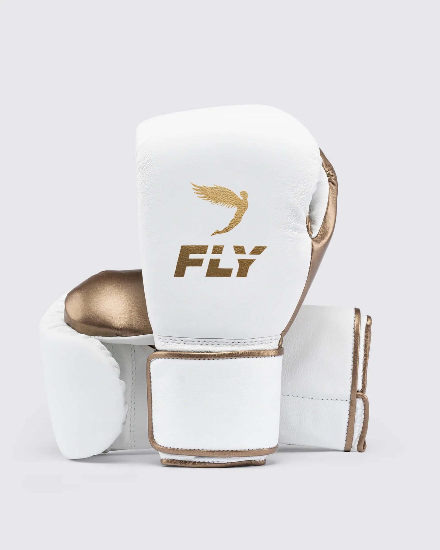 Fly Boxing Gloves White/Brown Fight Gear