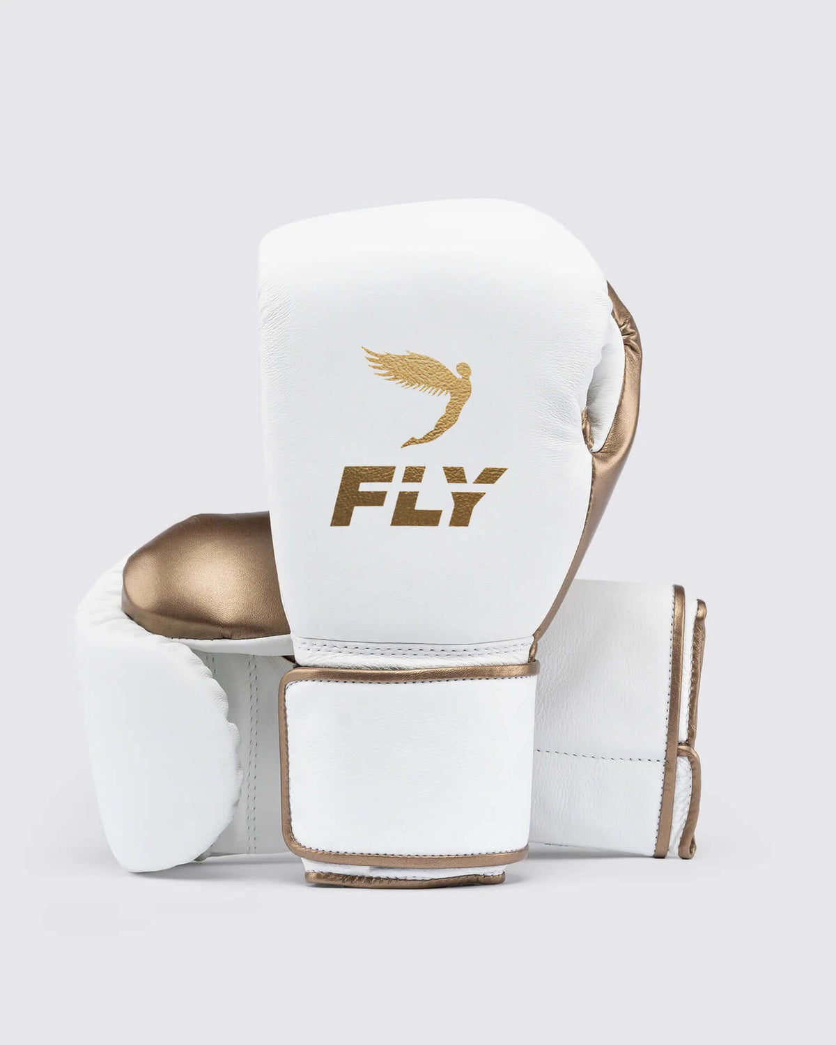Fly Boxing Gloves White/Brown Fight Gear
