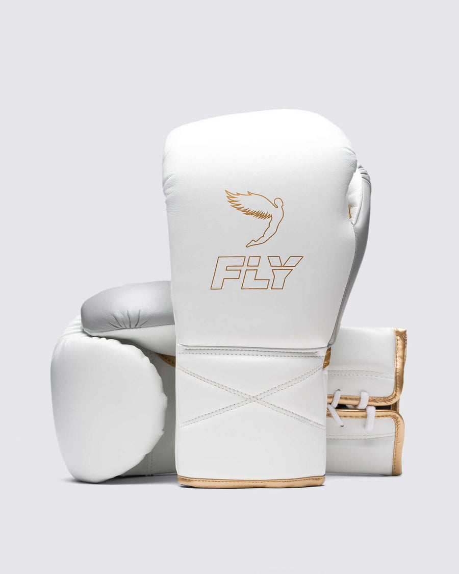 Fly Boxing Gloves White/Silver/Gold Heavy Bag