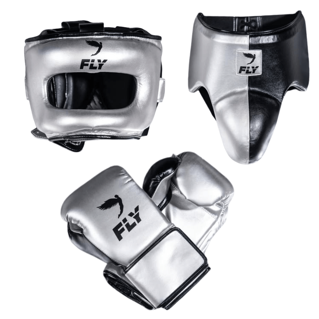 Fly Boxing Set Silver/Black Fitness Boxing