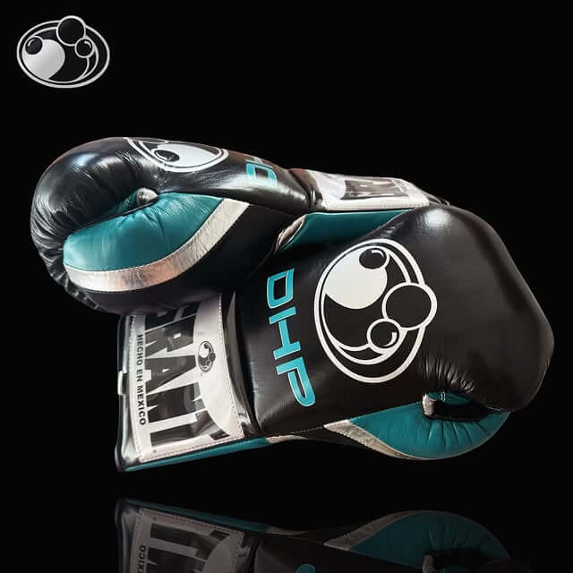 Grant Boxing Gloves in Black/Blue/Silver colorway - Professional Lace-Up training gloves